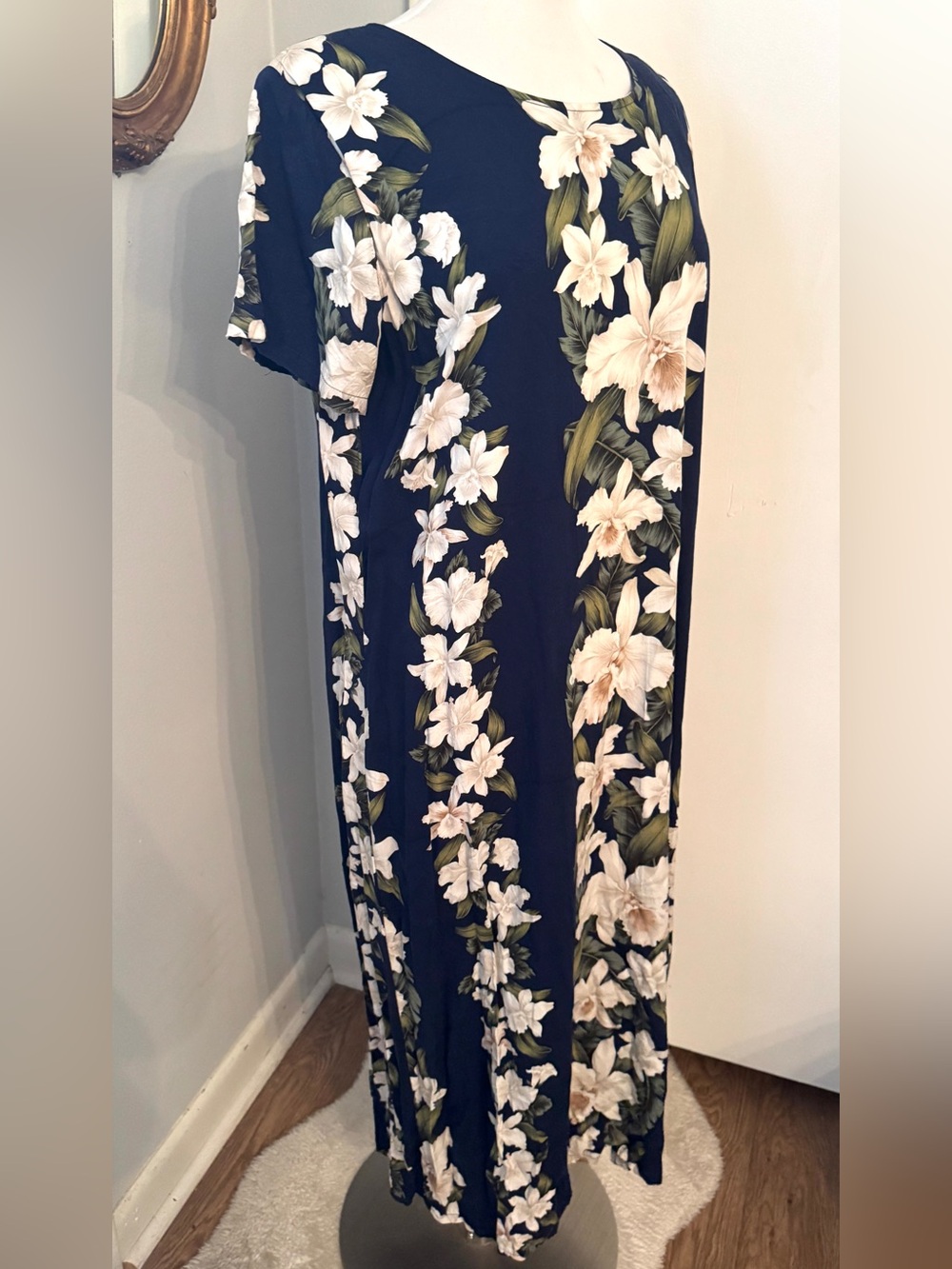 VINTAGE HAWAIIAN RESERVE COLLECTION maxi dress Navy XL - Picture 5 of 10